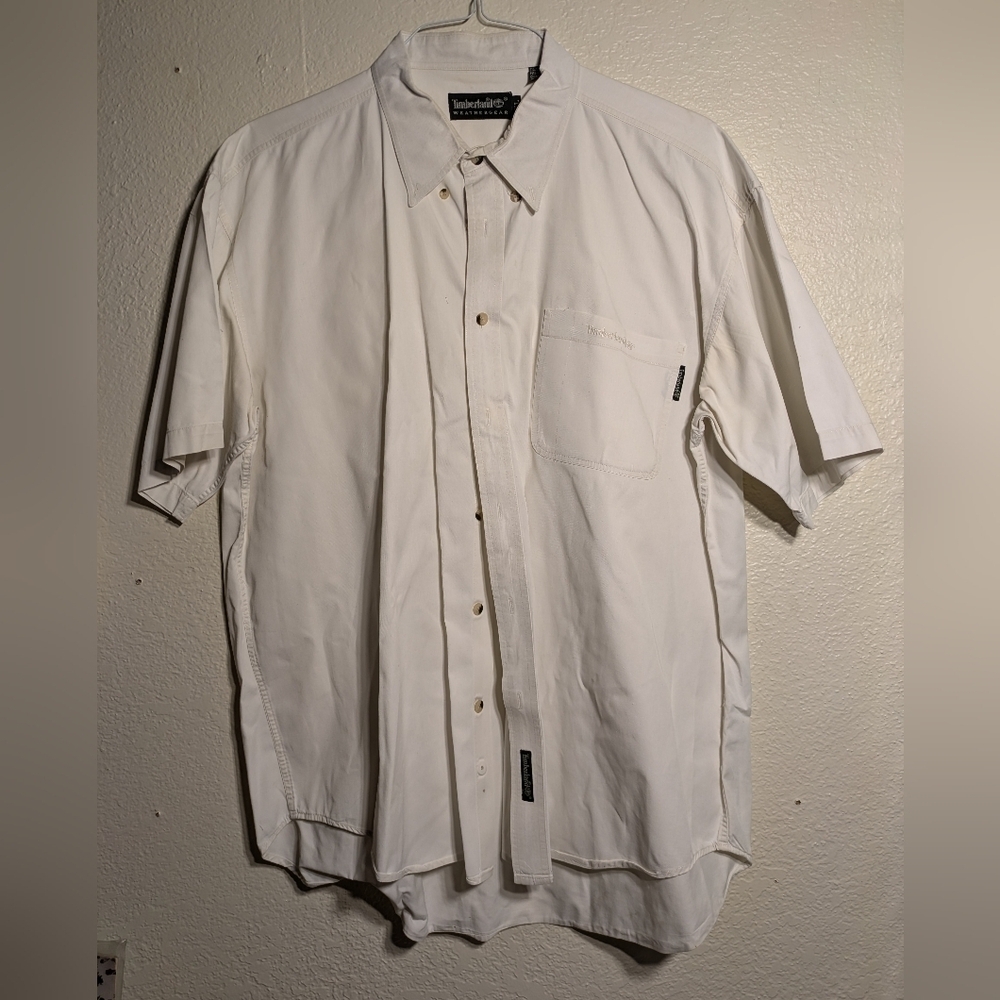 timberland Weather Gear Men's White Short Sleeve Button Up Shirt Size Xl